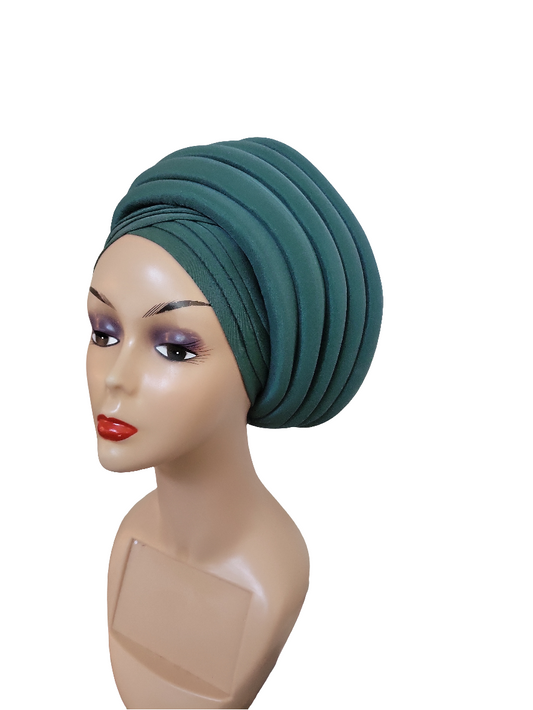 Puffy Beautiful Green Color Round Turban