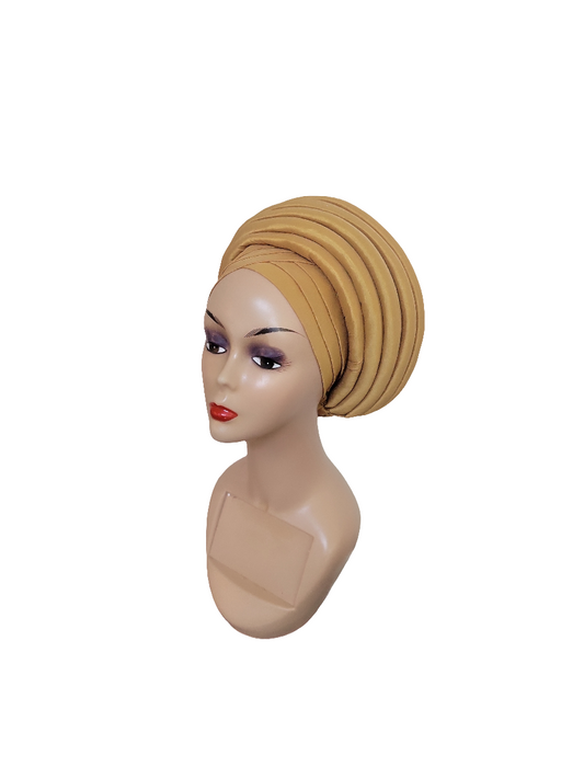 Puffy Beautiful Round Gold Color Turban