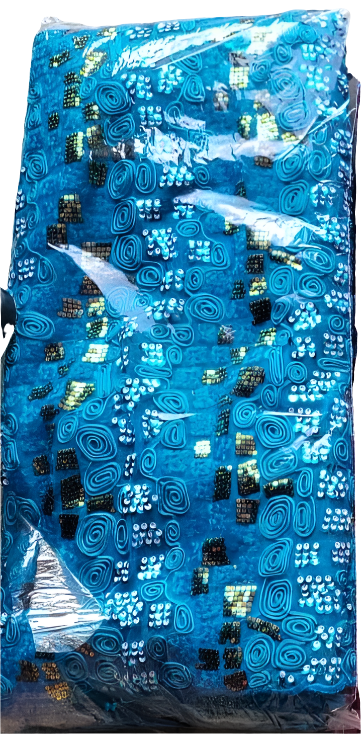 Turquoise Blue Net Lace Fabric