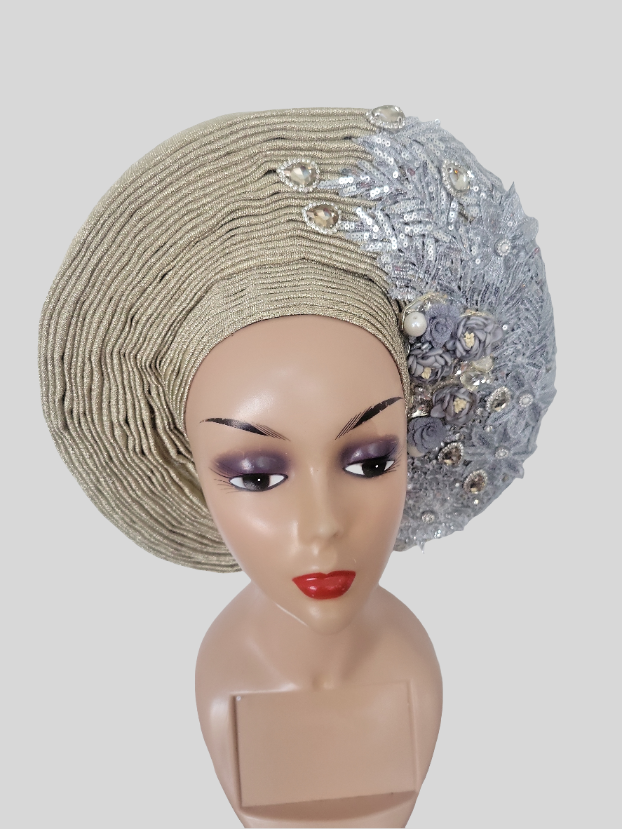 100% Original Aso-oke In Beautiful Auto Gele Style