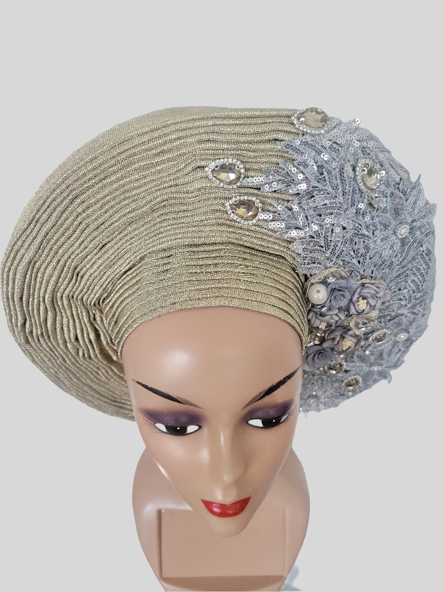 100% Original Aso-oke In Beautiful Auto Gele Style