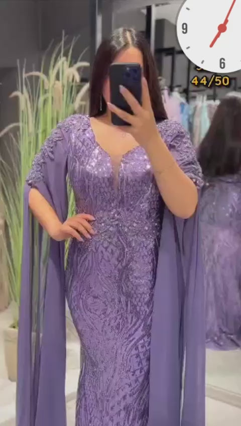 Beautiful Purple Lavender Plus-size Casual and Evening Dress