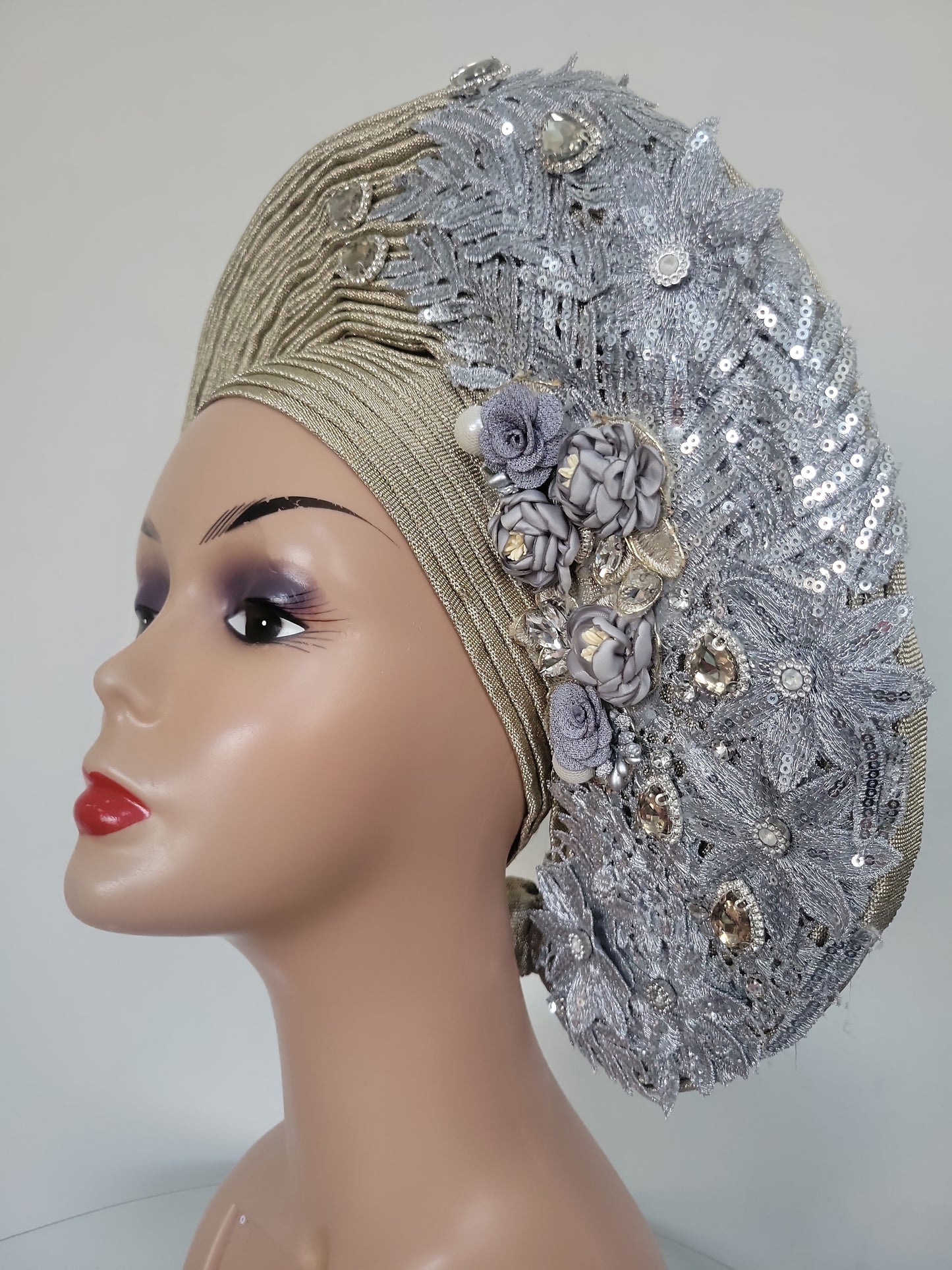 100% Original Aso-oke In Beautiful Auto Gele Style