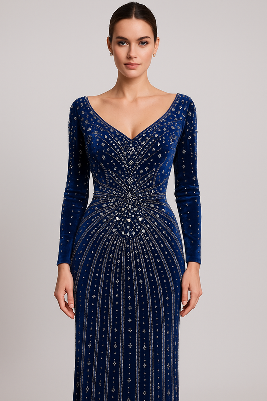 Beautiful Royal Blue Plus-size Casual and Evening Dress